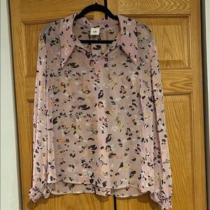 CAbi Multicolor Abstract Print Blouse